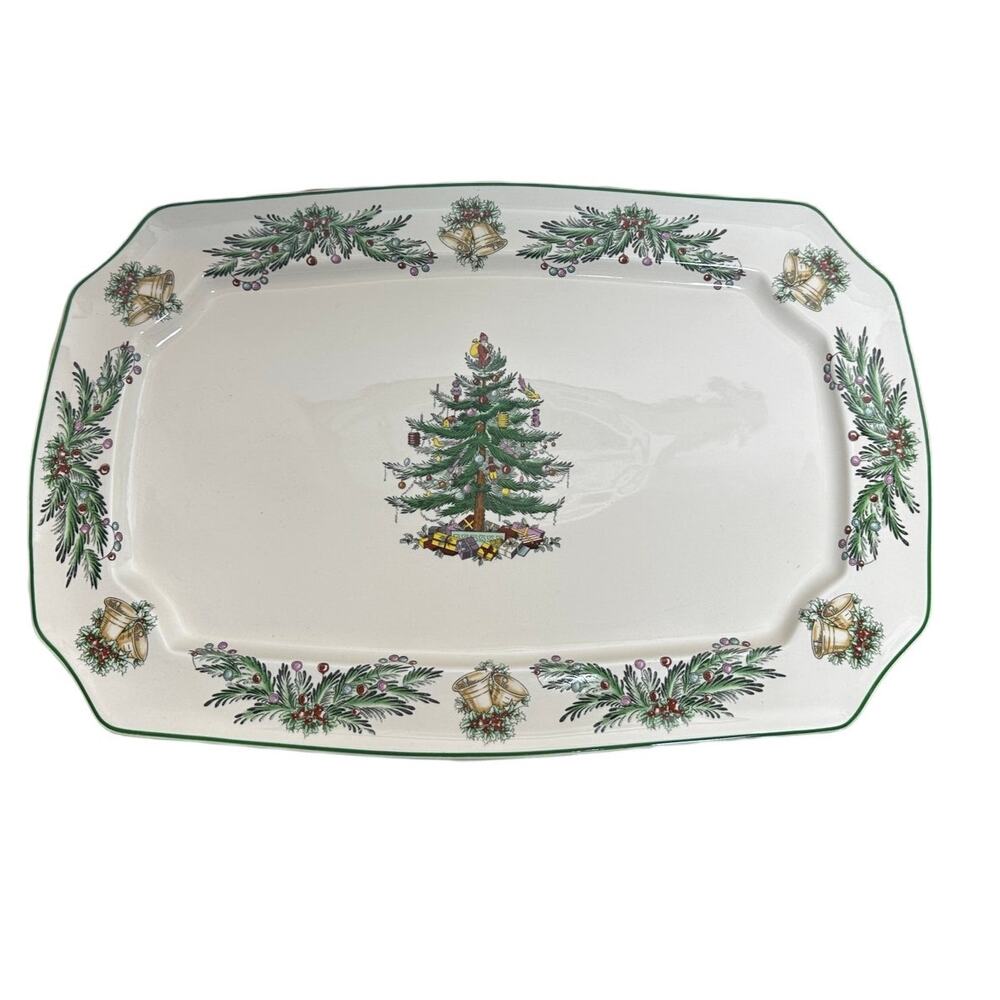 Spode Christmas Tree Garland 17.5" Rectangular Serving Platter in Box S3324-A8 - Picture 10 of 16